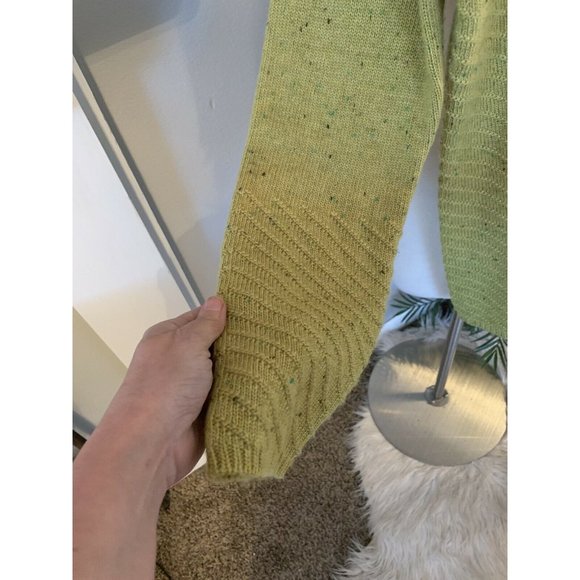 ANDREA JOVINE SWEATER Wool Blend Medium Green Woven Marled Lagenlook - Picture 7 of 8